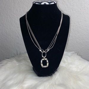 Lia Sophia Silver Tone Pendant on Triple Snake Chain